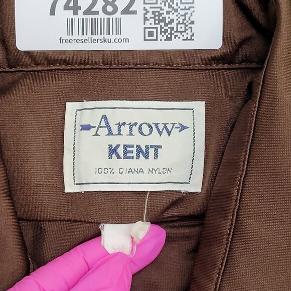 Vintage 70s Arrow Kent MOD Button Shirt S/M 21x30 Shirttail - Picture 9 of 10